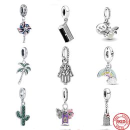 925 Sterling Silver Dangle Charm Firefly Sandwich Mandala Rainbow Wineglass Perles Perle Fit Pandora Charms Bracelet DIY Bijoux Accessoires