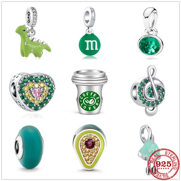 925 Sterling Silver Dangle Charm Vert Vous Êtes Mon Café Mat Perles De Murano Perle Fit Pandora Charms Bracelet DIY Bijoux Accessoires