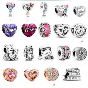 925 Sterling Silver Dange Charm Happy Mother's Day Verjaardag Hot Air Ballon Spread Love Bead Fit Pandora Charmel Bracelet Diy Sieraden Accessoires