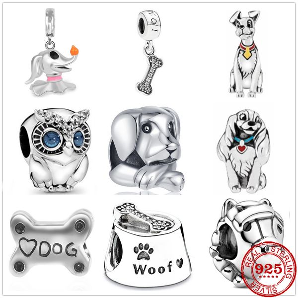 925 Sterling Silver Dangle Charm Horse Bone Dog Cat Beads Bead Fit Pandora Charms Pulsera Diy Accesorios de joyería