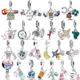 925 Sterling Silver Dangle Charm Ladybug Hangers Lamp Barbs Bead Fit Pandora Charms Bracelet Diy Sieraden Accessoires