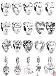 925 Sterling Silver Dange Charm Mom Mom Wife Daught Dad Sister Nan Best Vrienden Tree kralen Bead Fit Charmel Bracelet Desy Sieraden Accessoires6240589