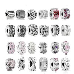 925 Sterling Silver Dange Charm Mother's Day GiftMulan Flower Spacer en Daisy Fixing Buckle Bead Fit Pandora Charms Bracelet Diy Sieraden Accessoires