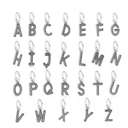 925 Sterling Silver Dangle Charm Fête des Mères Vingt Six Lettre Série Perle Fit Pandora Charms Bracelet DIY Bijoux Accessoires