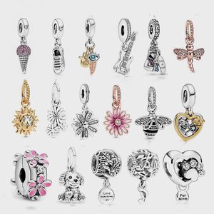 925 Sterling Silver Dange Charm Mother's Day Gift Garden Series Daisy Animals Bead Fit Pandora Charms Bracelet Desy Sieraden Accessoires