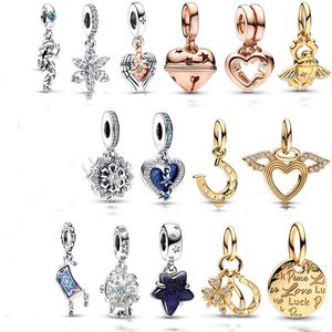 925 Sterling Silver Dangle Charm Fête des Mères Neige Boule De Cristal Amour Chihuahua Bande Dessinée Perle Fit Pandora Charms Bracelet DIY Bijoux Accessoires