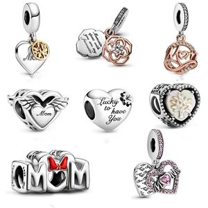 925 Sterling Silver Dange Charm Mother's Day Gift Nieuwe Dual Color Family Tree Bead Fit Pandora Charms Bracelet Desy Sieraden Accessoires