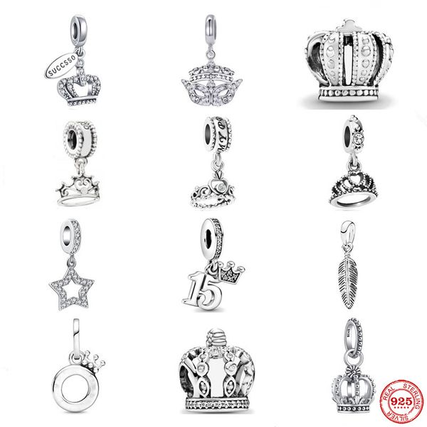 925 Sterling Silver Dangle Charm NOUVELLE Amulette Couronne Impériale Pendentif Masque Perles Perle Fit Pandora Charms Bracelet DIY Bijoux Accessoires