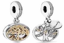 925 Sterling Silver Dange Charm Originele Gold Family Roots Two-Tone Locket Tree of Life Pendant Beads Bead Fit P Charmel Bracelet Des Sieraden Accessories9096787