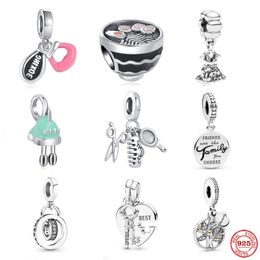 925 Sterling Silver Dange Charm hanger familie kam spiegel kralen kralen fit pandora charmes armband Desy sieraden accessoires