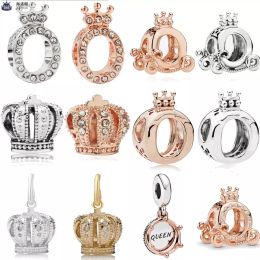 925 Sterling Silver Dangle Charm Princess Crown Trinket Pumpkin Cart kralen Kralen voor Pandora Charms Authentieke 925 Silver Beads