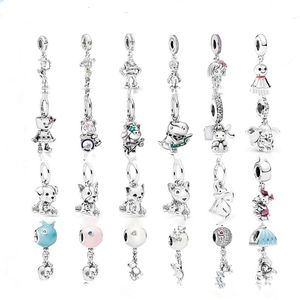 925 Sterling Silver Dangle Charm Robot Dier schattige beren fles kralen Fit Pandora Charms Bracelet Diy Sieraden Accessoires