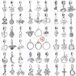 925 Sterling Silver Dangle Charm Femmes Perles Haute Qualité Bijoux Cadeau En Gros Chaude Mode Coeur Ami Chat Chien Je T'aime Pendentif Perle Fit Pandora Bracelet DIY