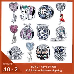 925 Sterling Silver Dangle Charm Femmes Perles Haute Qualité Bijoux Cadeau En Gros Hibou Animal Pédant Perle Fit Pandora Bracelet DIY