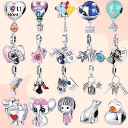 925 Sterling Silver Dangle Charm Femmes Perles Haute Qualité Bijoux Cadeau En Gros Globe Avec Tortue Et Caméra Perle Fit Pandora Charms Bracelet DIY