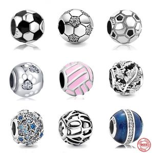 925 Sterling Silver Dangle Charm Beads Women Jewelry Gift Al Mano de fútbol NUEVO PARTE DE Fútbol Voleibol Bead Fit Diy3709988