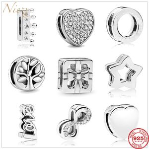 925 Sterling Silver Dangle Charm Femmes Perles Haute Qualité Bijoux Cadeau En Gros arbre généalogique étoile à cinq branches clips Perle Fit Bracelet DIY