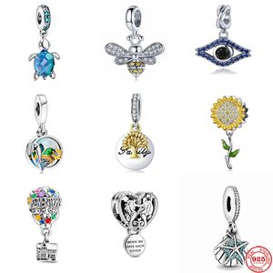 925 Sterling Silver Dangle Charm Femmes Perles Haute Qualité Bijoux Cadeau En Gros Tortue Tournesol Haltère Dangle Perle Fit Pandora Bracelet DIY