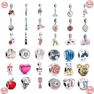 925 Sterling Silver Dangle Charm Women Beads Regalo de joyería de alta calidad Venta al por mayor Mermaid Princess Dress Castle Apple gota colgante Bead Fit Pandora Bracelet DIY