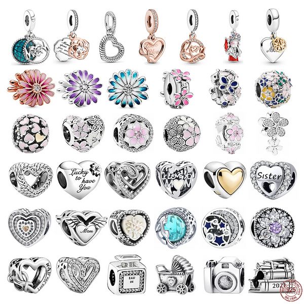 925 Sterling Silver Dangle Charm Femmes Perles Haute Qualité Bijoux Cadeau En Gros ME Série Hoop Link Boucles D'oreilles De Mode Perle Fit Pandora Charms Bracelet DIY