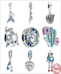 925 Sterling Silver Dange Charm Women Mermaid Whale Cactus Beads Bead Fit Charmel Bracelet Desy Sieraden Accessories9060059