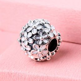 925 Sterling Silver Darling Daisy Meadow Clip Stopper Charm Perle Avec Émail Convient Aux Bijoux Européens Pandora Style Charm Bracelets