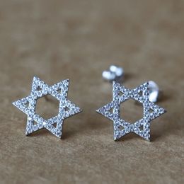 925 Sterling Silver David Star Stud Boes d'oreilles Not Stars Tiny Pendientes for Women Girl Homme Bijoux Simple Piercing Body Bielry 240506
