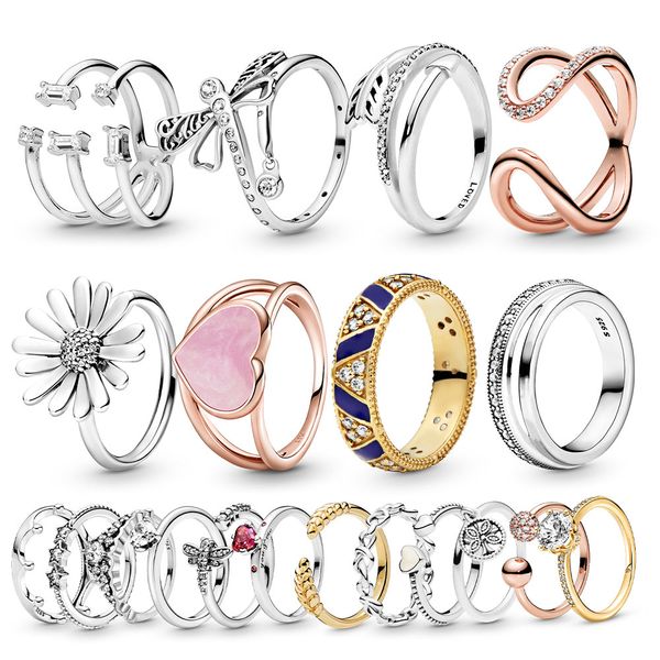 925 Sterling Silver Designer Ring Princess Jewelry Daisy Crown Star Ring Women's Memorial Jewelry Gift Livraison gratuite