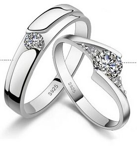 925 anillos de diamantes de plata esterlina para el regalo del anillo de bodas de la pareja buena calidad superventas envío libre