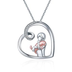 925 Sterling zilveren hond ketting mooie dieren hart hanger ketting mode kerst Moederdag sieraden voor vrouwen, huisdier minnaar Q0531