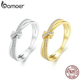 925 Silver Silver Double Layer Not Rague à doigt anneaux empilables pour les femmes Conception originale Fine Bijoux SCR896 2 couleurs 240125 2024