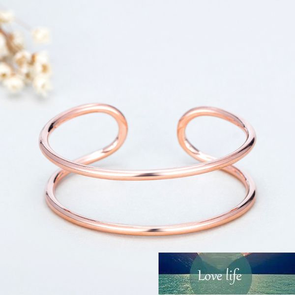 925 Sterling Silver Double Layer Open Cuff Bangle Bracelet Simple Fashion Party Bangle Bijoux Pour Femmes Cadeaux S-B294