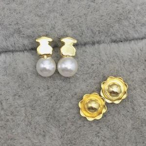 925 Sterling Silver Earrings Gold Baby -oorbellen met parels Passen bij Europees Joodse stijl Gift 215263010 275U