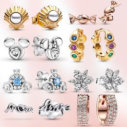 925 Sterling Silver Earrings Unlimited Stone Charm Hartoorringen DIY Geschikt voor primitieve mode -sieraden Accessoires Geschenk gratis levering