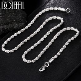 Collana a catena in argento sterling 925 con corda 16 18 20 22 24 pollici 4 mm per donna uomo moda gioielli con fascino da sposa2156