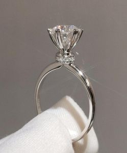 925 Sterling Silver Engagement Bands de mariage Anneaux 2CT Lab Diamond Ring pour femmes Bridal Gemstones Party Bijoux4532980