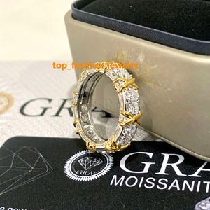 925 Sterling Zilver Eternity Volledige Moissanite Diamond Star X Vinger Ring Vrouwen Ontwerp Fijne Luxe Mode-sieraden Party Gift