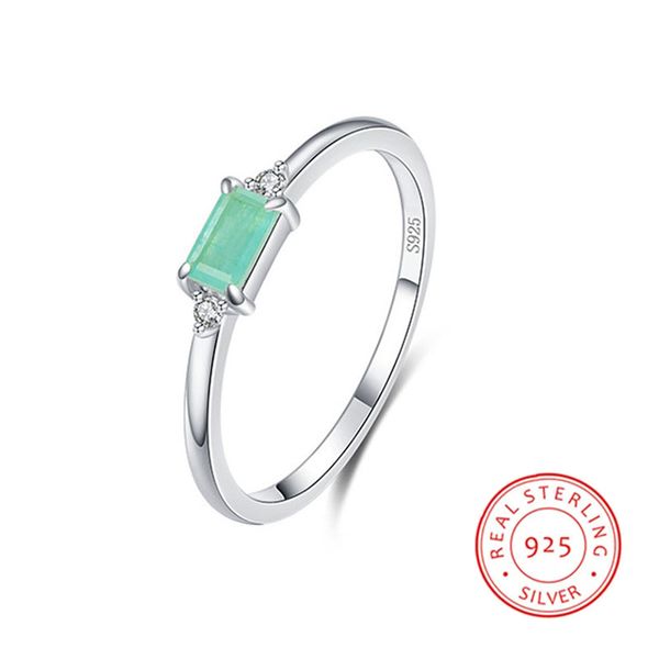 925 Sterling Silver Fashion Emerald cut Tourmaline Band Anneaux Pour Femmes Élégant Paraiba Gemstone Silver Fine Jewelry