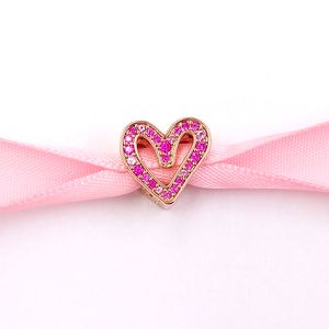 Bijoux de mode en argent sterling 925 Pandora bracelet perles faisant Kit Bangle Sparkling Ruby Red Pink Freehand Heart Charm collier pour petite amie femmes 788692C02