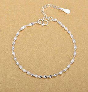 925 Sterling Silver Fashion Simple Elegant Ed Chain armbanden sieraden voor vrouw Wave Anklet Gifts 2105071856705