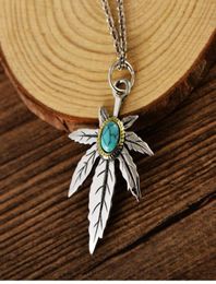 925 Silver Silver Feather Eagle turquoise Crystal Natural Men Femmes Collier Pendent Bijoux4755152