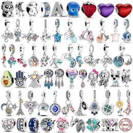 925 Sterling Silver Fit Pandoras Charms Bracelet Perles charme Chameleon Star Moon Charms Turtle Blue Eyes