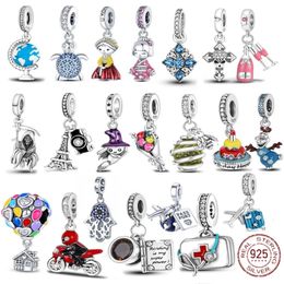 925 Sterling Silver Fit Pandoras Charms Blass Beads Charm Love Family Charm Collar Joyería para mujeres