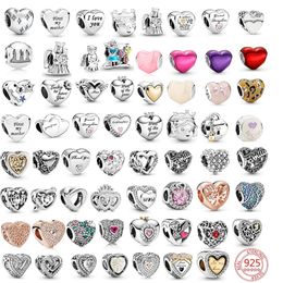 925 Sterling Silver Fit Pandoras Charms Bracelet Perles Charme Angel Mom Famille Love Heart