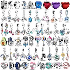 925 Sterling Silver Fit Pandoras Charms Beads Beads Chameleon Star Moon Charms Tortuga Azul Ojos