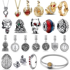 925 Sterling Silver Fit Pandoras Charms Bracelet Perles Charm Thrones Series Boucles d'oreilles Collier Femme Nouveau