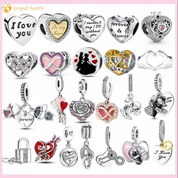 925 sterling zilver voor pandora bedels authentieke kraal Love Lock Infinity Forever Heart Couple charm set hanger