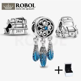 Argento sterling 925 per ciondoli Pandora Braccialetti di perline autentici Gioielli fai-da-te Adatto per donne glamour Scatola all'ingrosso