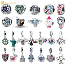 Argent sterling 925 pour les breloques pandora authentique perle Couleur Cactus Pendentifs Éléphant Nez Pot Charmes