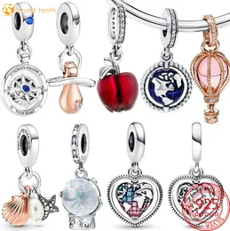 925 sterling zilver voor pandora bedels authentieke kraal New Star Pearl Hanger Family Spinning Heart Globe Dangle